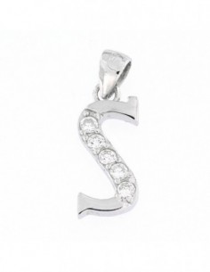 CIONDOLO ARGENTO RODIATO LETTERA S CON ZIRCONI [2b2705bb]