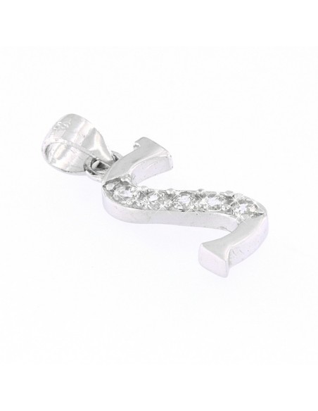 CIONDOLO ARGENTO RODIATO LETTERA S CON ZIRCONI [f20146b6]