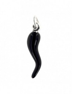 Ciondolo Argento Rodiato Corno Nero 26MM [20241807]