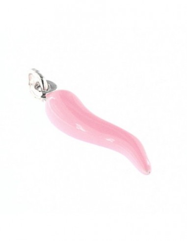 Ciondolo Argento Rodiato Corno Rosa 26MM [3ee346b6]