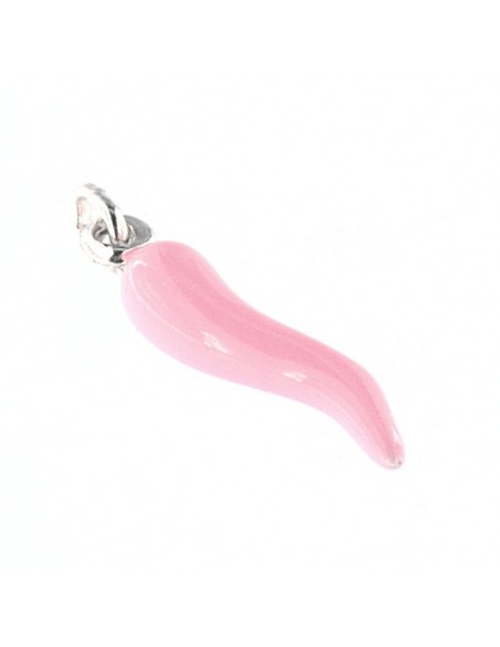 Ciondolo Argento Rodiato Corno Rosa 26MM [3ee346b6]