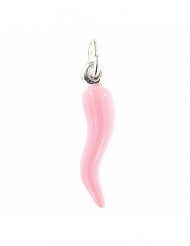 Ciondolo Argento Rodiato Corno Rosa 26MM [89fe87b2]