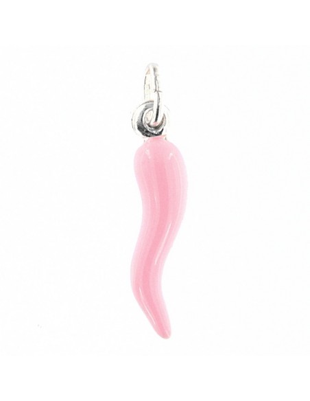 Ciondolo Argento Rodiato Corno Rosa 26MM [89fe87b2]