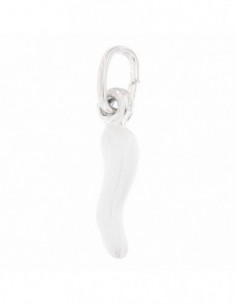 Ciondolo Argento Rodiato Corno BIanco 17MM [fc521c14]