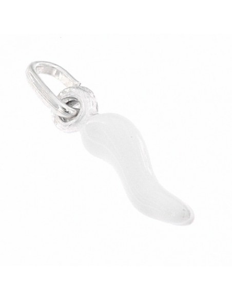 Ciondolo Argento Rodiato Corno BIanco 17MM [a5fdfcb0]