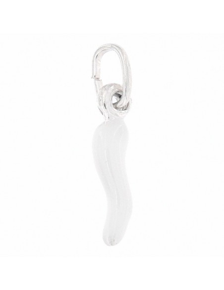 Ciondolo Argento Rodiato Corno BIanco 17MM [12e03db4]