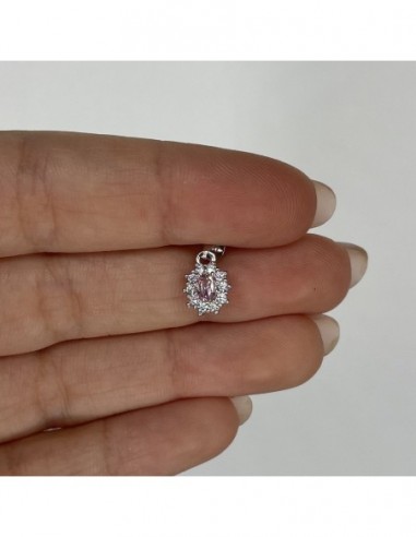 Ciondolo Argento Rodiato Principessa Rosa 3x4MM [8c35de16]