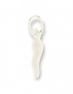 Ciondolo Argento Rodiato Corno Bianco Liscio 18MM [3e18fd46]