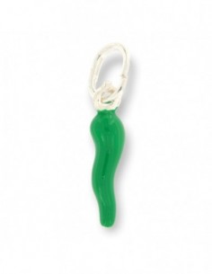 Collana Argento Rodiato Corno Verde Liscio 18MM [50237f4f]