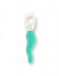 Ciondolo Argento Rodiato Corno Verde Acqua 18MM [86f5f560]