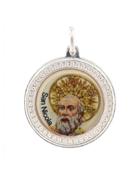 Ciondolo Argento Rodiato Piastra San Nicola [6ee1ea1e]