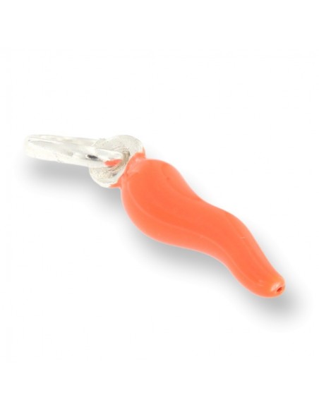 Ciondolo Argento Rodiato Corno Arancione Fluo 18MM [dd65032e]