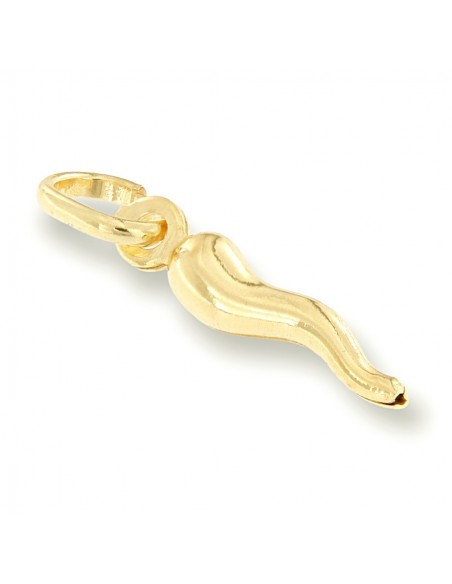 Ciondolo Argento Dorato Corno Portafortuna 18MM [54906a2c]