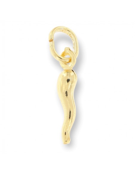 Ciondolo Argento Dorato Corno Portafortuna 18MM [e38dab28]