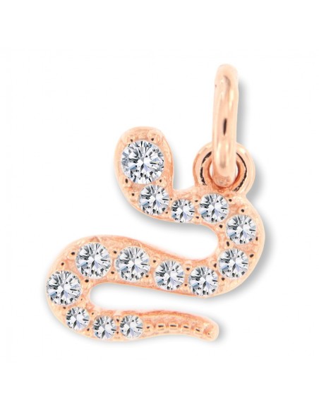 Ciondolo Argento Rosato Serpente Zirconi Bianchi [cae46329]