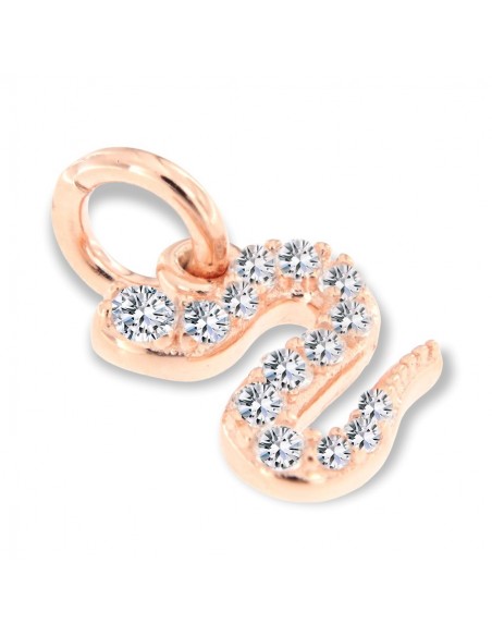 Ciondolo Argento Rosato Serpente Zirconi Bianchi [ed53b6f3]