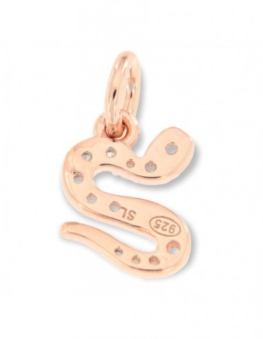 Ciondolo Argento Rosato Serpente Zirconi Bianchi [5a4e77f7]