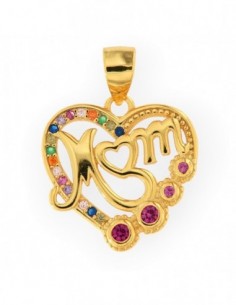 Ciondolo Argento Dorato Cuore Scritta Mom [1aeca97d]