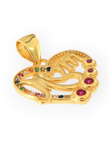 Ciondolo Argento Dorato Cuore Scritta Mom [54c3559d]