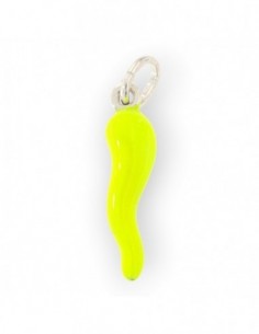 Ciondolo Argento Rodiato Corno Liscio Giallo Fluo [a8a12f67]