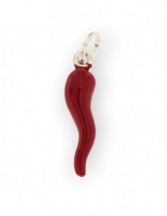 Ciondolo Argento Rodiato Corno Liscio Rosso 26MM [1fbcee63]