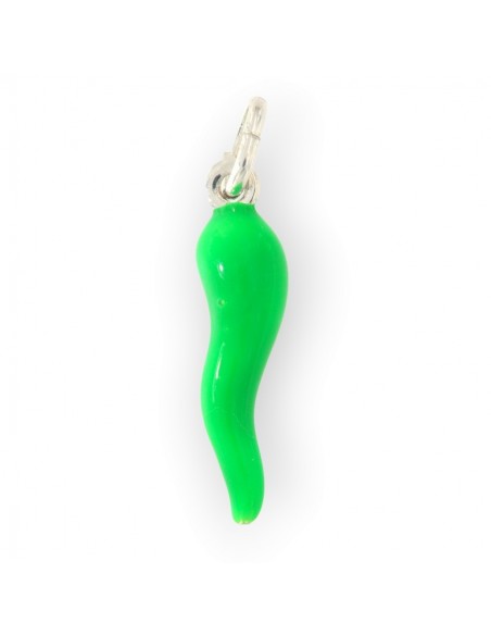 Ciondolo Argento Rodiato Corno Liscio Lime 26MM [c62db0af]