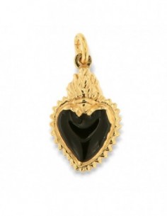 Ciondolo Argento Dorato Cuore Smaltato Nero [746036b5]