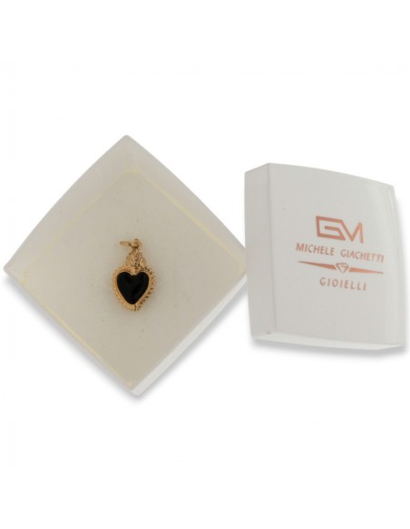 Ciondolo Argento Dorato Cuore Smaltato Nero [f4e2ac5b]
