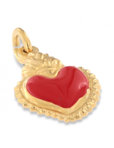Ciondolo Argento Dorato Cuore Smaltato Rosso [cf5a4343]