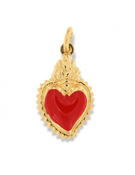 Ciondolo Argento Dorato Cuore Smaltato Rosso [ca0a045d]