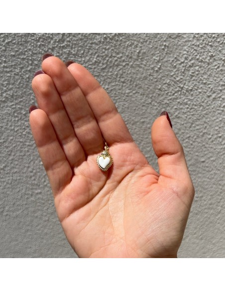 Ciondolo Argento Dorato Cuore Smaltato Bianco [d5644c4c]