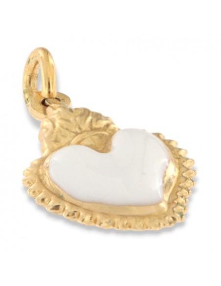 Ciondolo Argento Dorato Cuore Smaltato Bianco [62798d48]