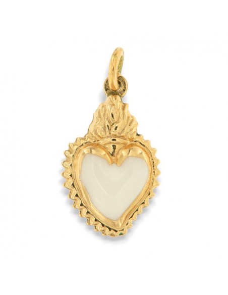 Ciondolo Argento Dorato Cuore Smaltato Bianco [6729ca56]
