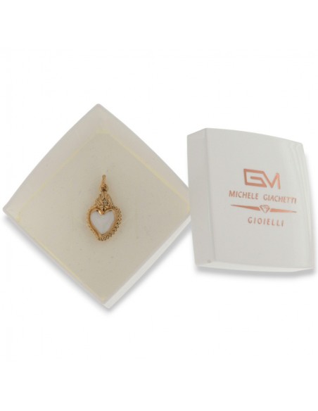 Ciondolo Argento Dorato Cuore Smaltato Bianco [d0340b52]