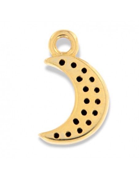 Ciondolo Argento Dorato Luna Zirconi Neri [e0851257]