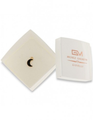 Ciondolo Argento Dorato Luna Zirconi Neri [5798d353]