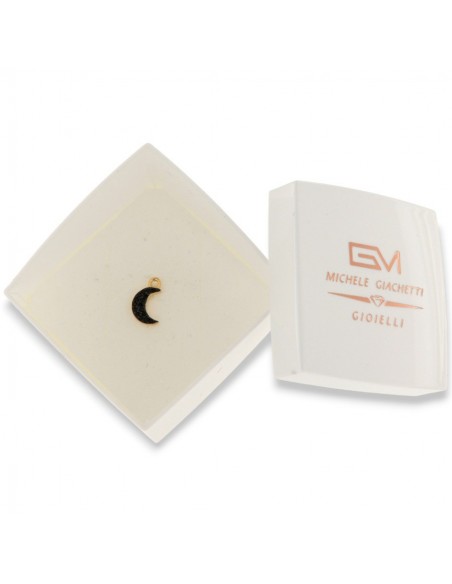 Ciondolo Argento Dorato Luna Zirconi Neri [5798d353]