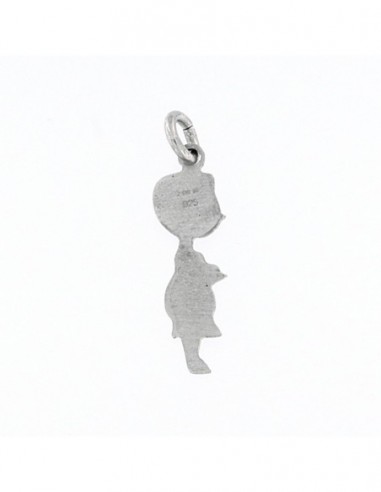 CIONDOLO ARGENTO RODIATO BAMBINO A META' [1b11b066]