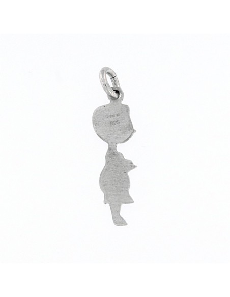 CIONDOLO ARGENTO RODIATO BAMBINO A META' [1b11b066]