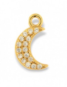 Ciondolo Argento Dorato Luna Zirconi Bianchi [7b49d9d4]