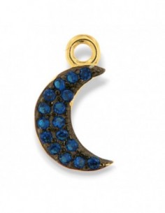Ciondolo Argento Dorato Luna Zirconi Blu [cc5418d0]
