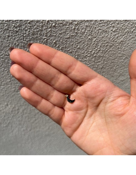 Ciondolo Argento Dorato Luna Zirconi Verdi [8deb4f21]