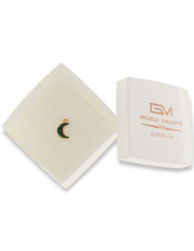 Ciondolo Argento Dorato Luna Zirconi Verdi [88bb083f]