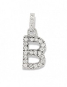 Ciondolo Argento Rodiato Iniziale B Zirconi Bia [cce30511]