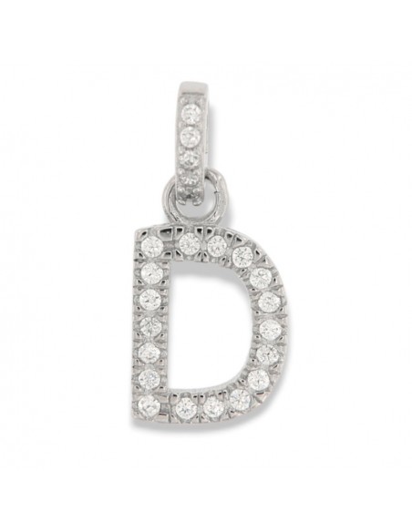 Ciondolo Argento Rodiato Iniziale D Zirconi Bia [15c5461c]