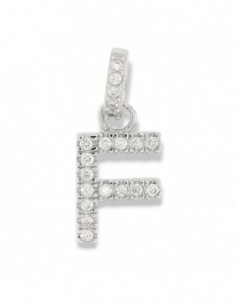 Ciondolo Argento Rodiato Iniziale F Zirconi Bia [1f65c820]