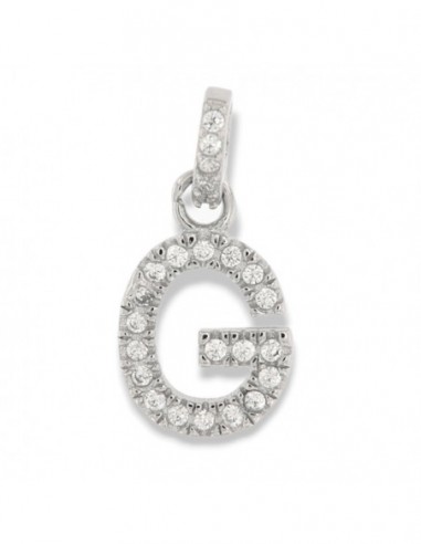 Ciondolo Argento Rodiato Iniziale G Zirconi Bia [a8780924]