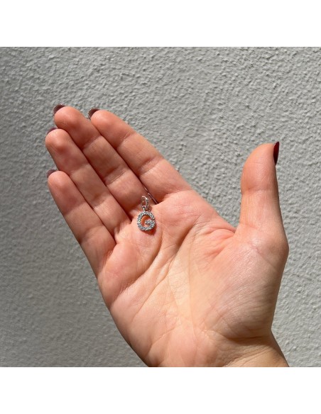 Ciondolo Argento Rodiato Iniziale G Zirconi Bia [8be08ef1]
