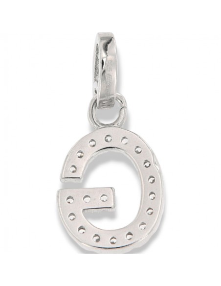 Ciondolo Argento Rodiato Iniziale G Zirconi Bia [39ad08eb]