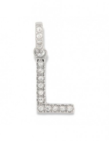 Ciondolo Argento Rodiato Iniziale L Zirconi Bia [b3cd8d38]